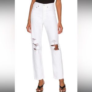 Agolde 90’s mid rise loose fit jeans in white